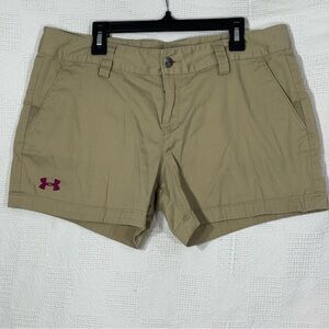Under Armour Womens Fitted Khaki Tan Cargo‎ Shorts Lightweight Casual Size 8